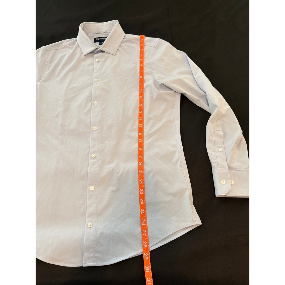Mizzen + Main Leeward Trim Fit Dress Shirt Mens Medium Light Blue Performance - Picture 4 of 7